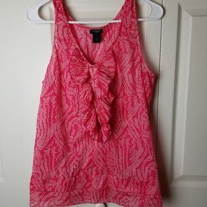 Ann Taylor Sleeveless Blouse Size 14 Pink White